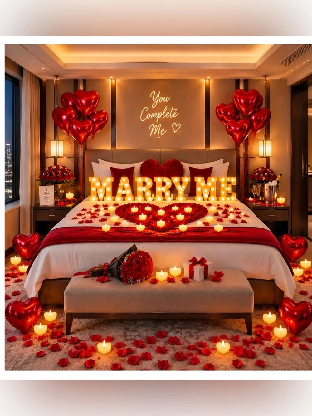 Marry Me Light up Letters Proposal Decorations Red Will You Marry Me Sign 24 LED